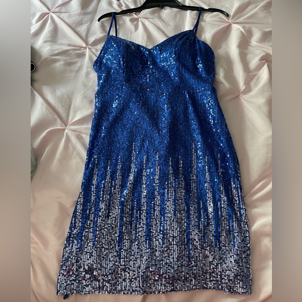 Blue and Silver Sequin Dress